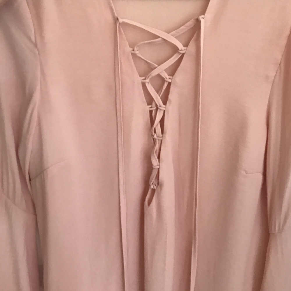 tie-up blouse - pale pink - Picture 4 of 5